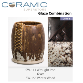 Wrought Iron SW-111 over Winter Wood SW-155 Stoneware Combination Wrought Iron SW-111 over Winter Wood SW-155 Stoneware Combination